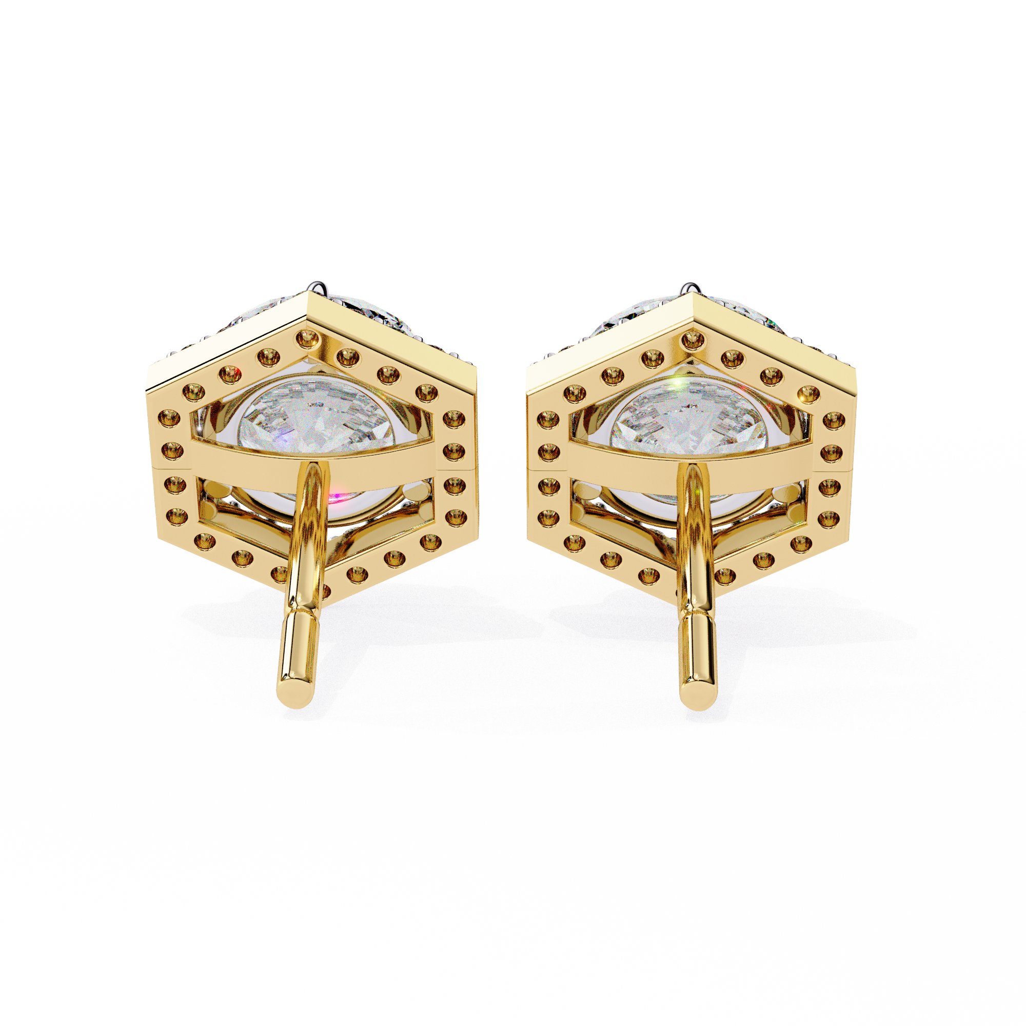 Solitairekart 2.1ct Hexagonal Halo Natural Diamond Stud Earrings-H Color, VS1 Clarity3